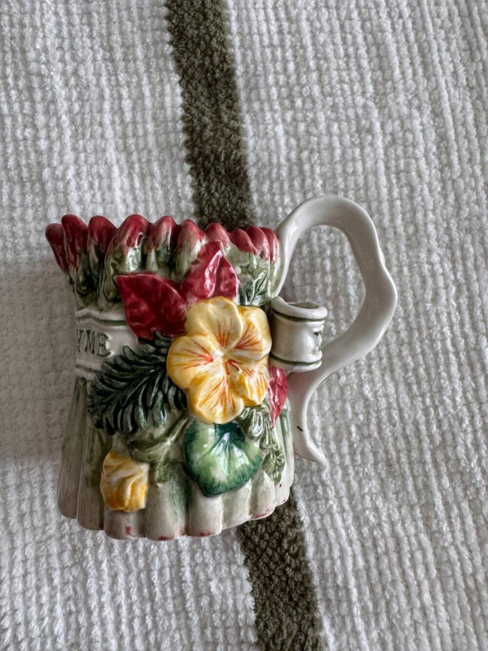 Vintage Fitz and Floyd "Herb Garden" Basil/Asparagus Creamer Pitcher